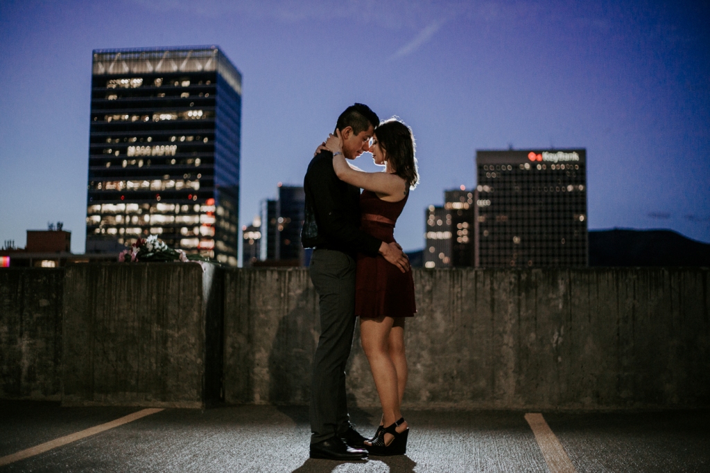 Downtown Salt Lake City Engagement Session at Night