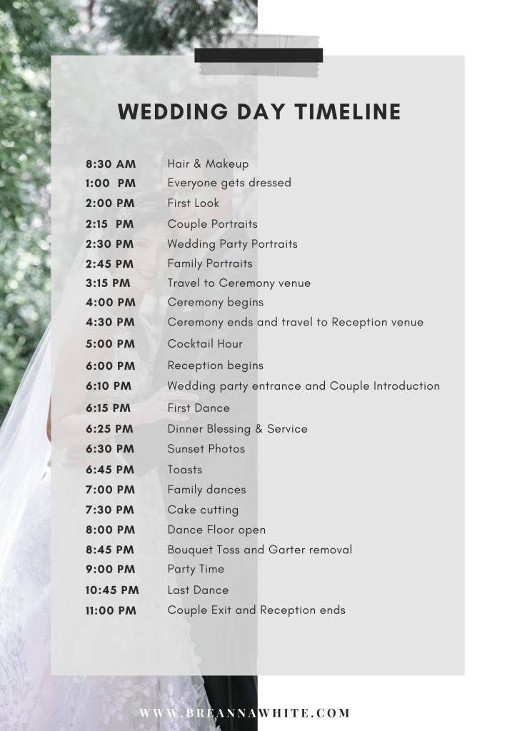 5 Tips on How to Create the Perfect Wedding Timeline Breanna White