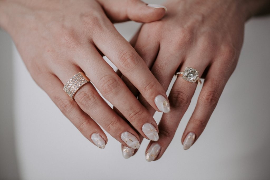 wedding nails and rings