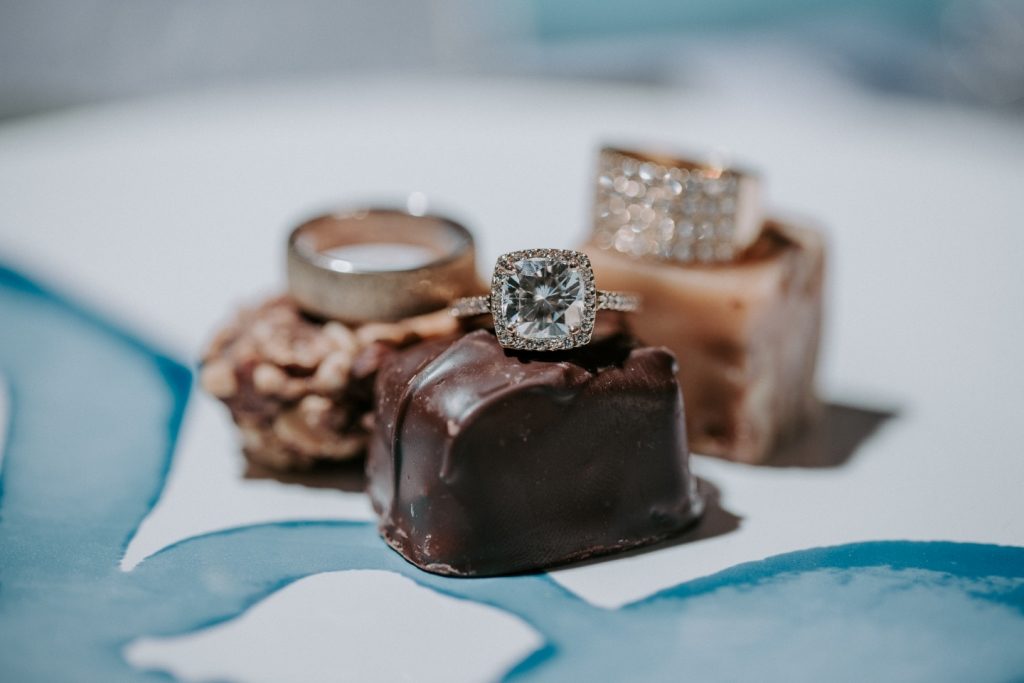 wedding rings and chocolate